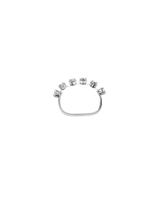 MM6 by Maison Margiela White Two-Finger Ring With Rhinestones