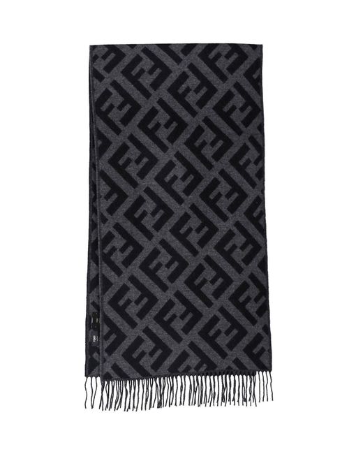 Sciarpa In Cashmere "Ff" di Fendi in Black da Uomo