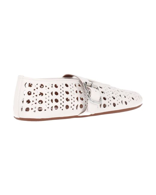 Alaïa White Perforated Ballerinas