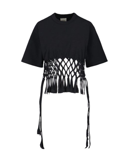 T-Shirt Crop Frange "Texana" di Isabel Marant in Black