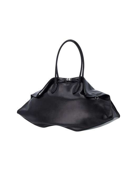 McQueen Black Manta Large Shoulder Bag
