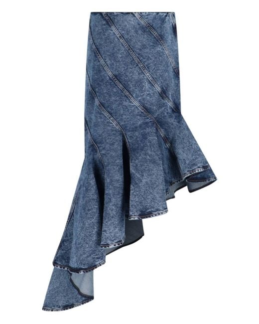 Gonna Midi A Spirale In Denim di Alaïa in Blue
