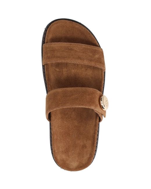 Tory Burch Brown Leather Sandals With Suede Lining