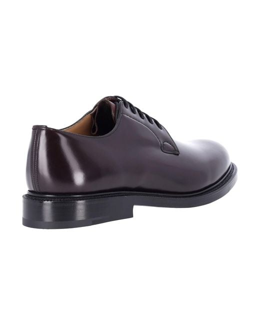 Church's Black Burgundy Calf Leather Derby Shoes With Lace-Up Closure for men