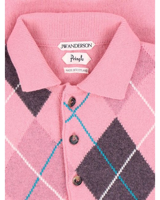 J.W. Anderson Pink Geometric Knit Classic Collar Sweater for men