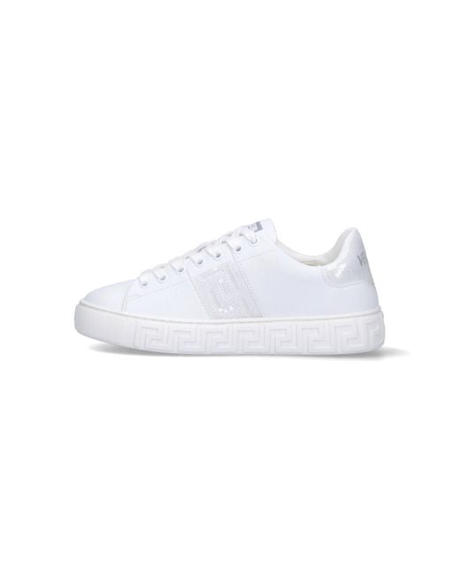 Sneakers Greca Con Paillettes di Versace in White
