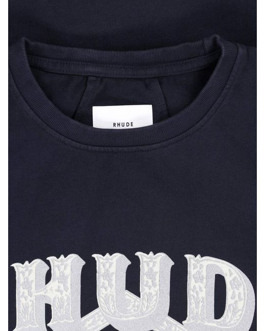 Rhude Blue Graphic Logo T-Shirt for men