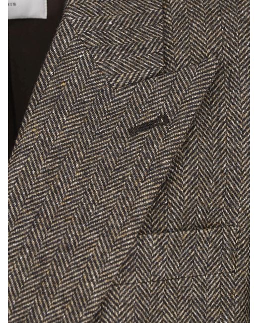 Saint Laurent Gray Double-Breasted Wool Blazer