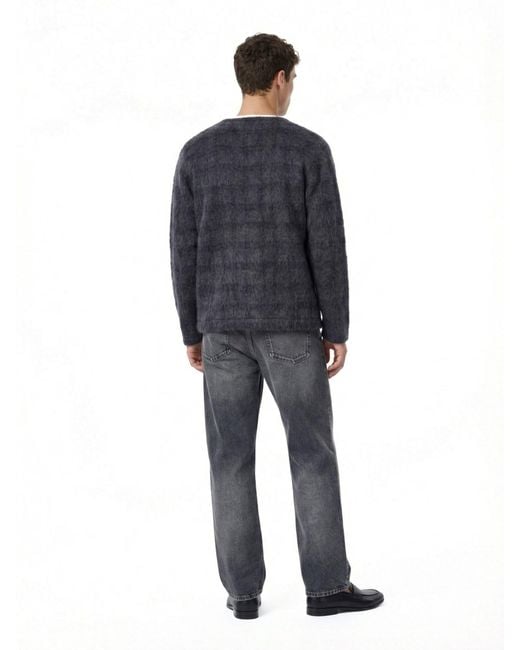 Our Legacy Blue Plum Check V-Neck Cardigan for men