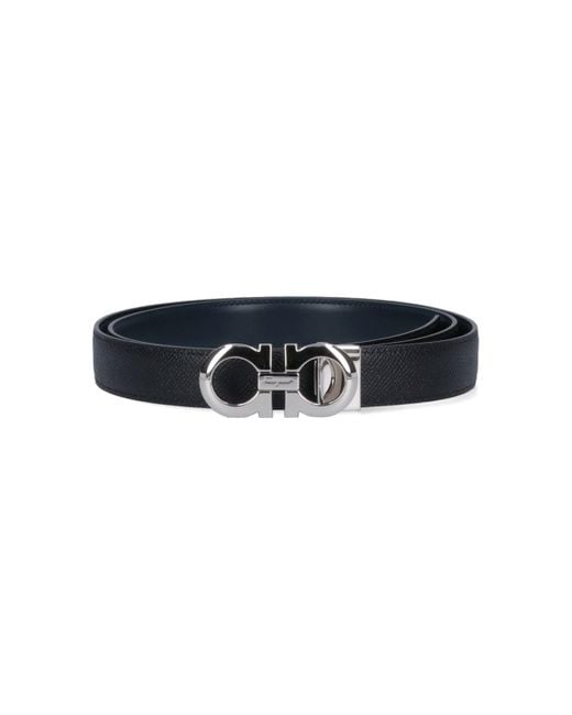 Ferragamo Black Logo Reversible Belt for men