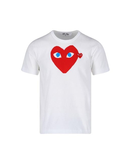 COMME DES GARÇONS PLAY White Double Logo T-Shirt