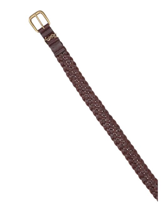 Saint Laurent Brown Woven Belt "Cassandre" for men