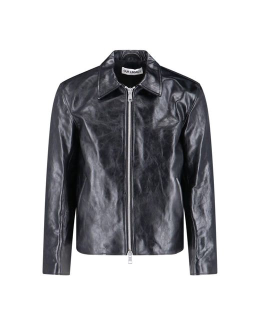 Our Legacy Black 100% Cow Leather Jacket for men