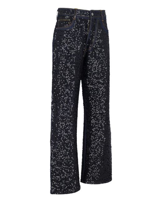 P.A.R.O.S.H. Blue Guff Sequin Straight Jeans