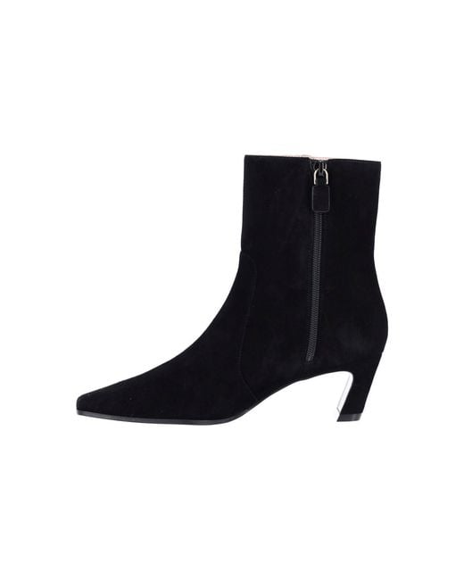 Stuart Weitzman Black Ankle Boots “Stassi Zip 50”