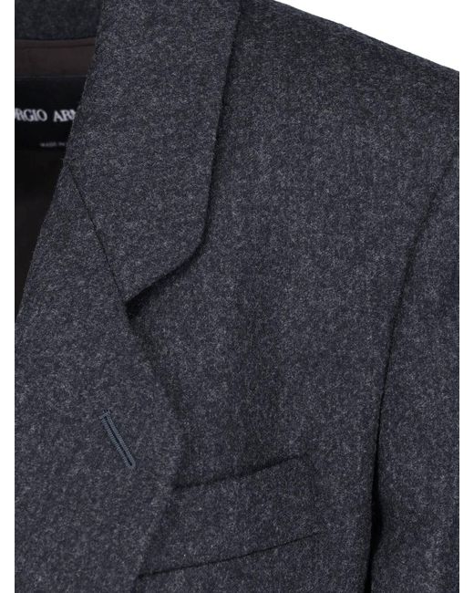 Giorgio Armani Blue Single-Breasted Virgin Wool Blazer