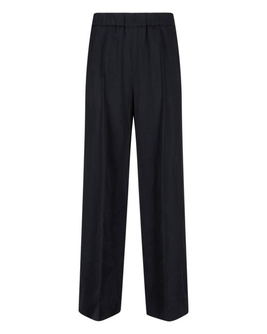 Jil Sander Blue Tailored Wide-Leg Pants With Mid-Rise Waistband