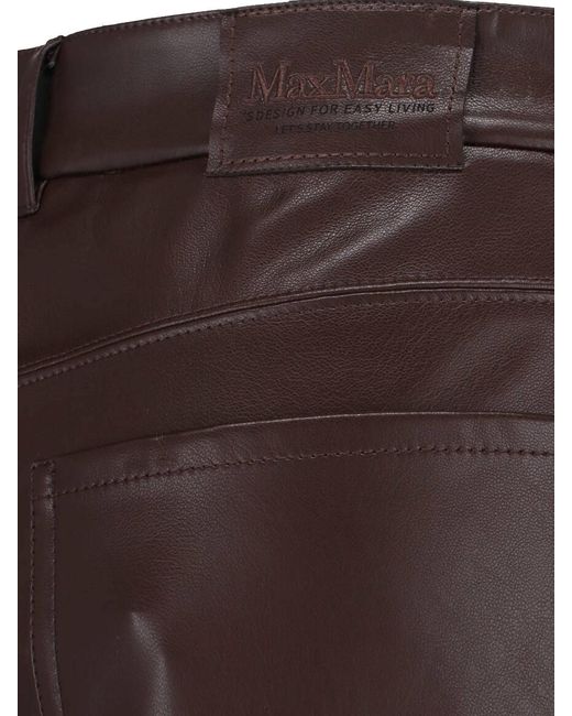 Max Mara Brown Eco-Leather Pants