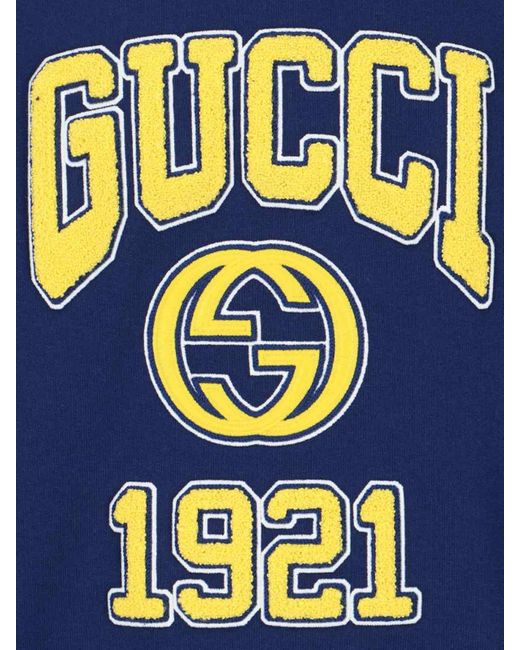 Felpa Cappuccio Logo di Gucci in Blue da Uomo