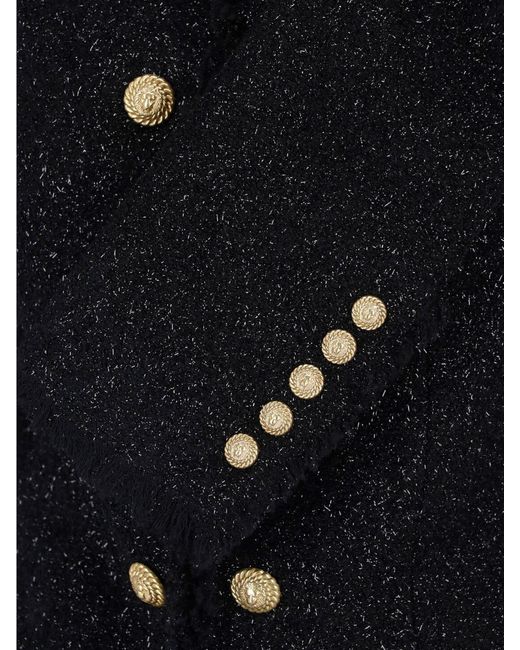 Balmain Blue Tailored Wool-Blend Jacket With Sculpted Structure