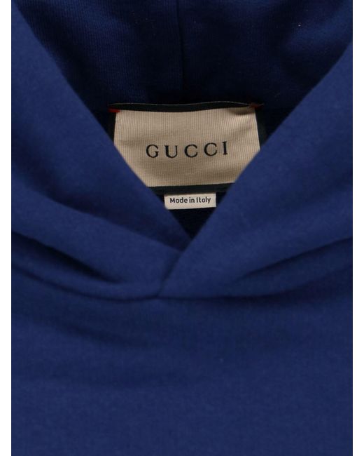 Felpa Cappuccio Logo di Gucci in Blue da Uomo