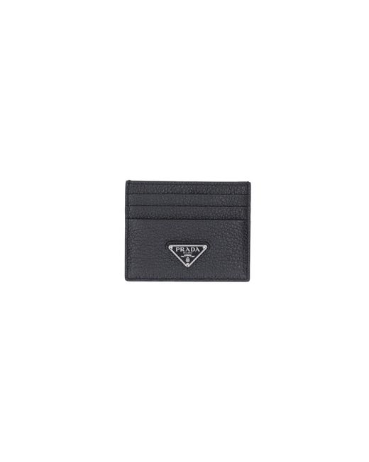 Prada Black Logo Card Holder for men