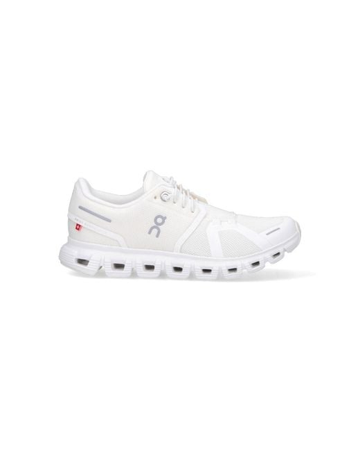 On Shoes White "Cloud 6" Sneakers