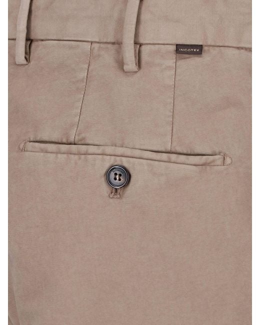 Incotex Gray Straight Cotton Trousers for men