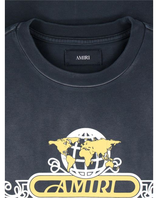 Amiri Blue Cropped T-Shirt With Iconic Graphic Design for men