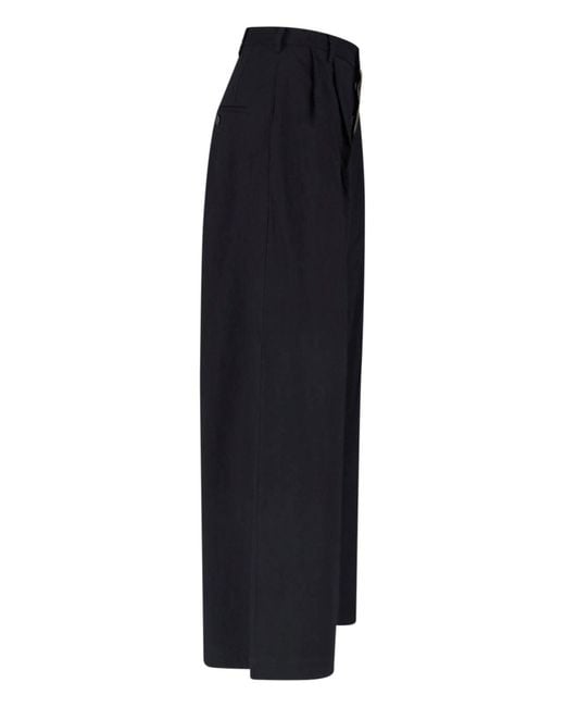 Uma Wang Blue High-Waisted Wide-Leg Linen Trousers