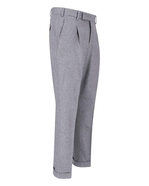 PT Torino Gray Virgin Wool And Cashmere Trousers for men