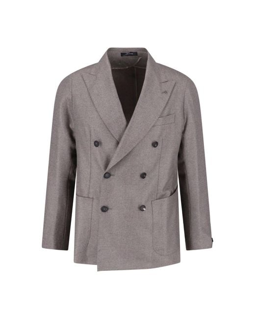 Tagliatore Gray Wool-Cashmere Jacket for men