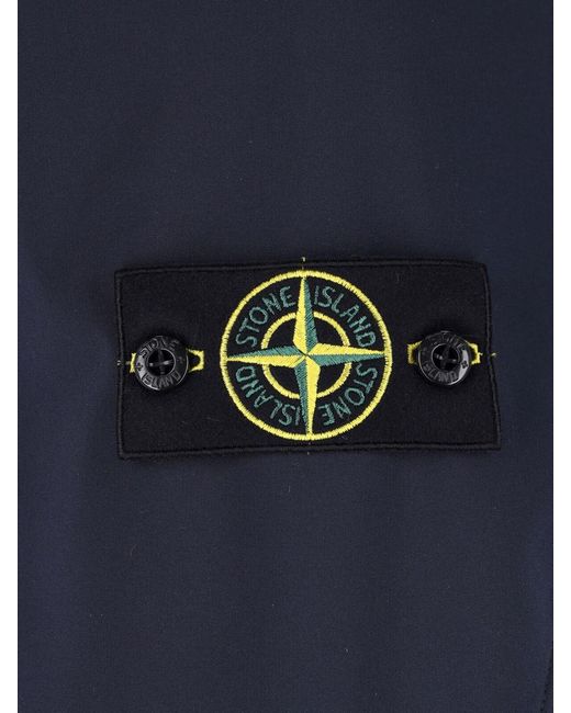 Stone Island Blue Jacket Zip "Soft Shell-R" for men