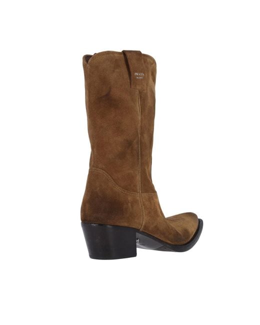 Prada White Suede Ankle Boots