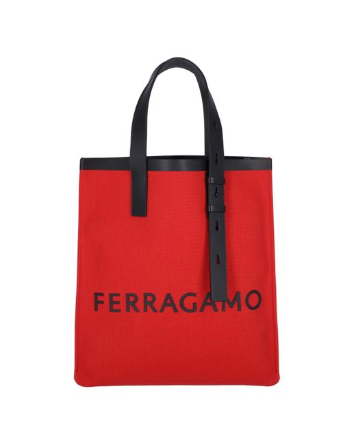Ferragamo Red Logo Tote Bag for men