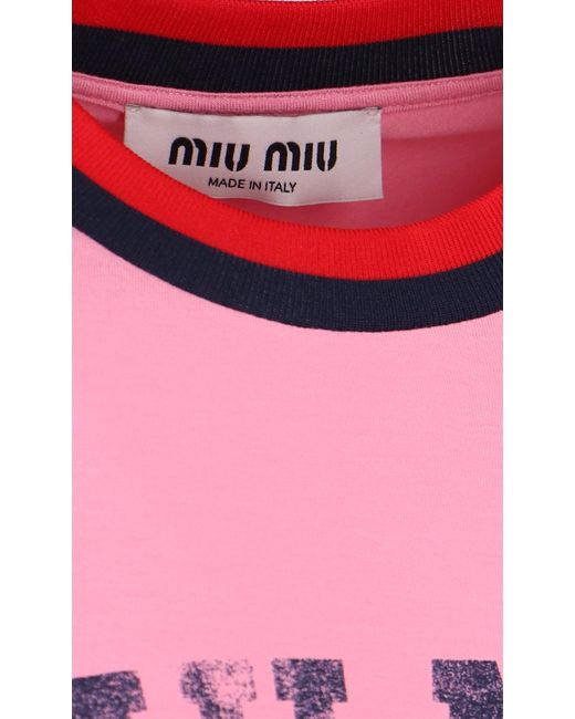 T-Shirt Logo di Miu Miu in Pink