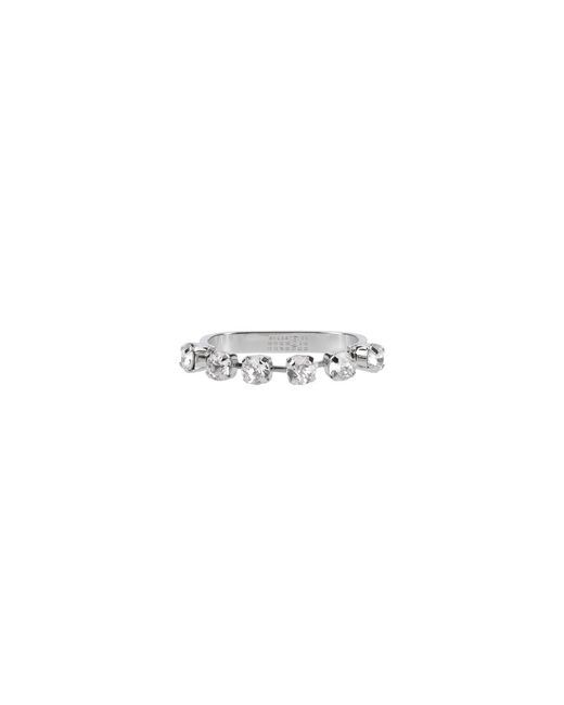 MM6 by Maison Margiela White Two-Finger Ring With Rhinestones