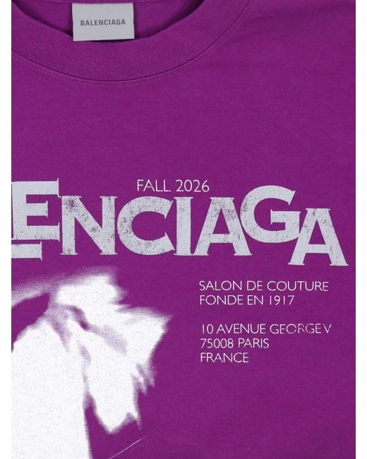 Balenciaga Purple Stretch Cotton Polo Shirt