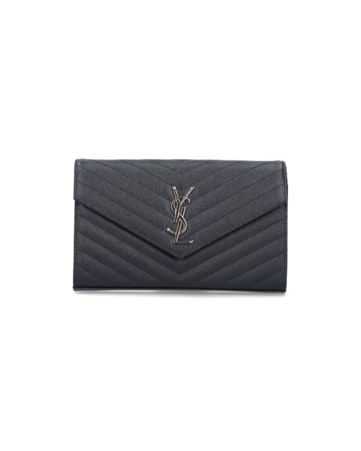 Saint Laurent Gray 'Cassandre' Chain Wallet