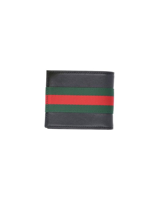 Gucci Black Bi-Fold Wallet "Web Trademark" for men