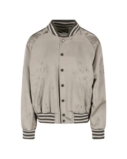 Golden Goose Deluxe Brand Gray Button Closure Acetate Bomber Jacket for men