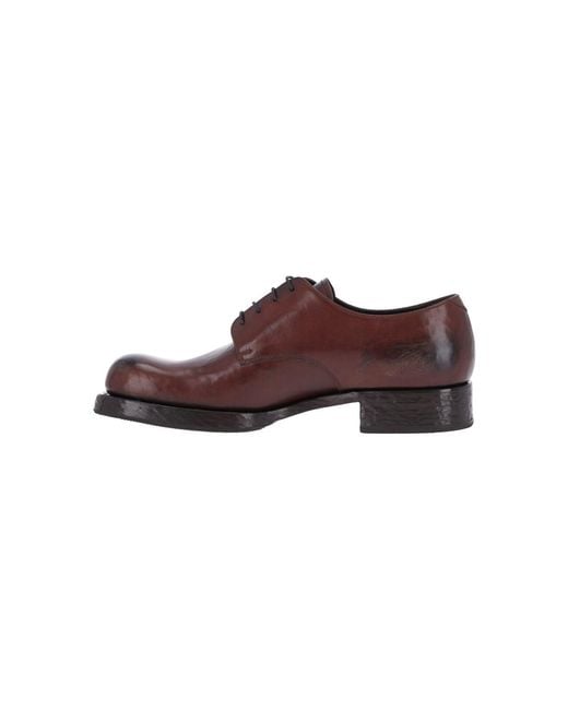 Prada Brown Leather Derby Shoes for men
