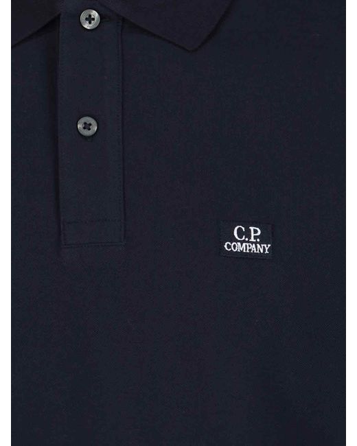 Polo Logo di C P Company in Blue da Uomo