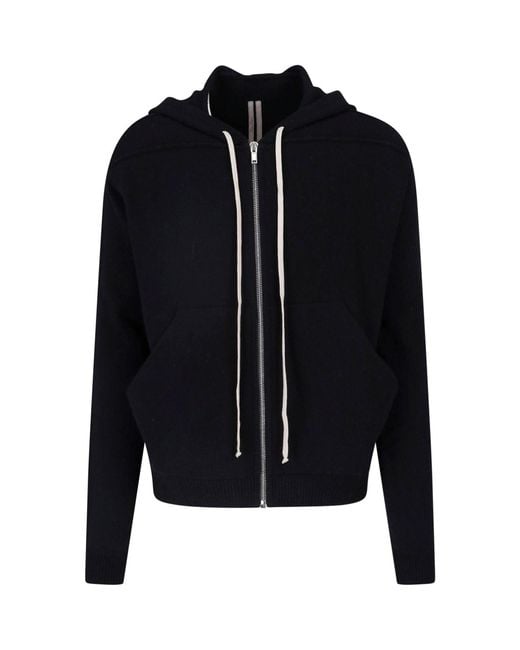 Rick Owens Blue Cashmere Zip Hoodie for men