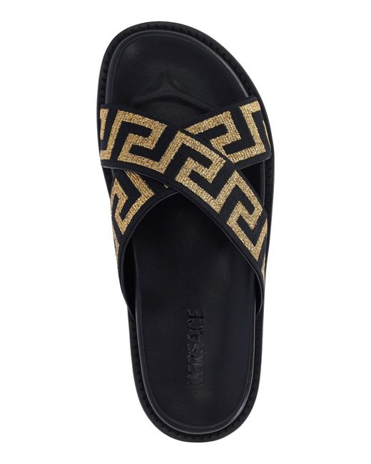Versace Black Sandals Lamb Leather for men