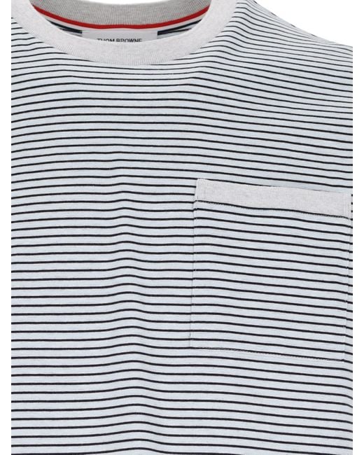 Thom Browne Gray Stripe T-Shirt for men