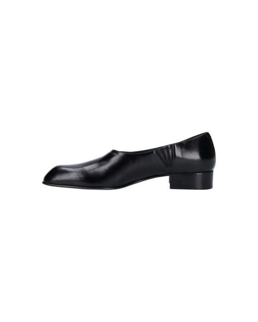 Khaite Black Glossy Leather Slip-On Moccasins With Squared Toe