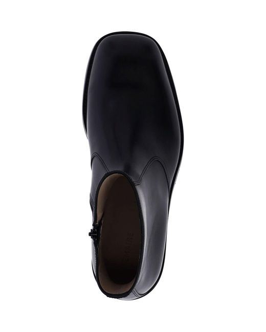 Lemaire Black Leather Zip Ankle Boots for men