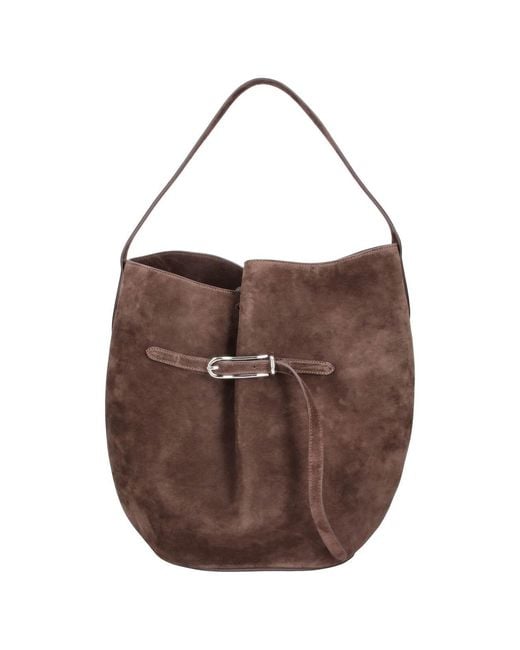 Liffner Brown Large Bucket Bag "Belted"