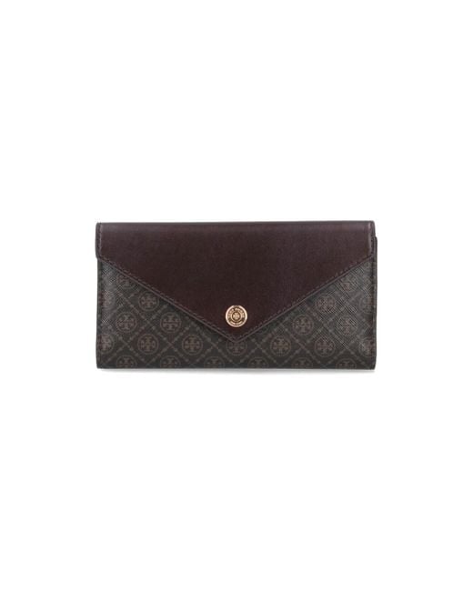 Tory Burch Brown T-Monogram Coated Canvas Wallet